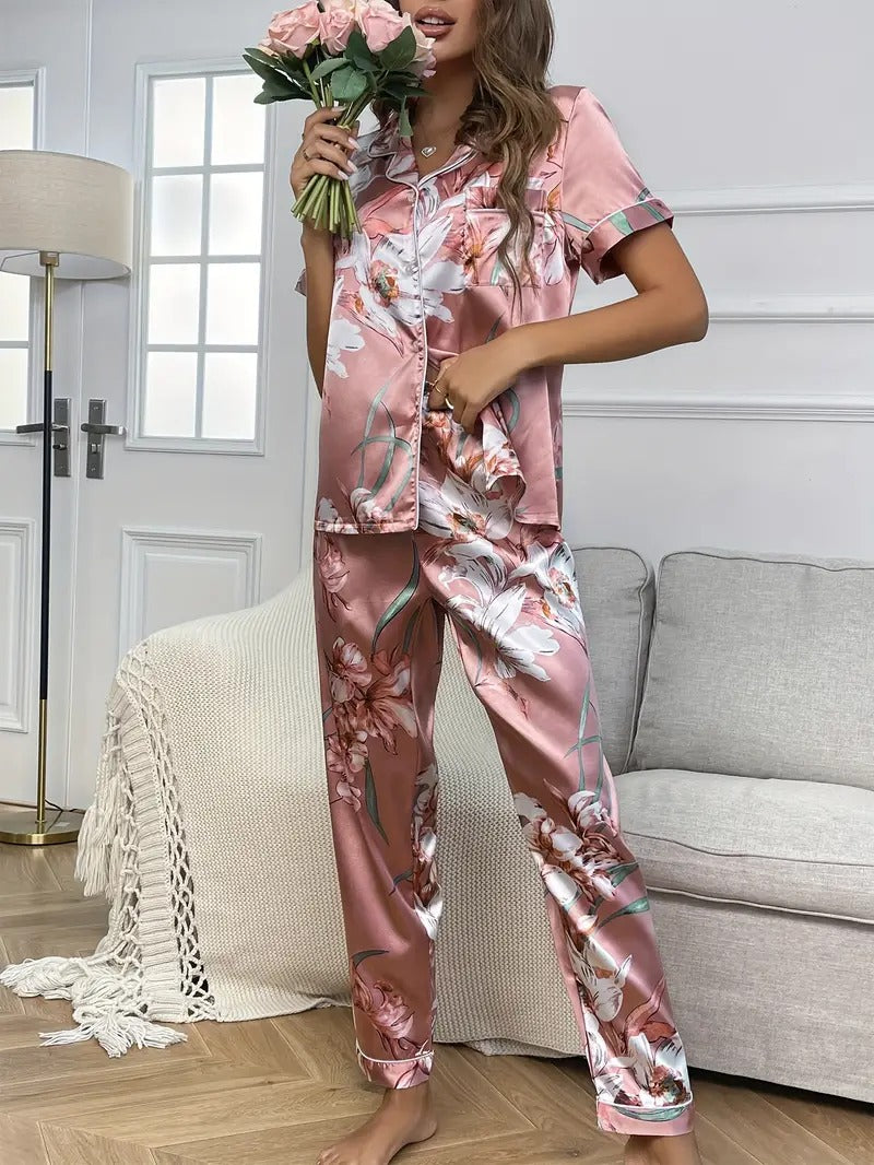 Casual Floral Print Night Suit