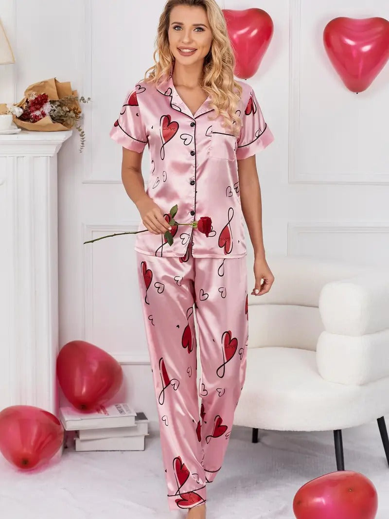 Valentine's Gifts Heart Print Night Suit