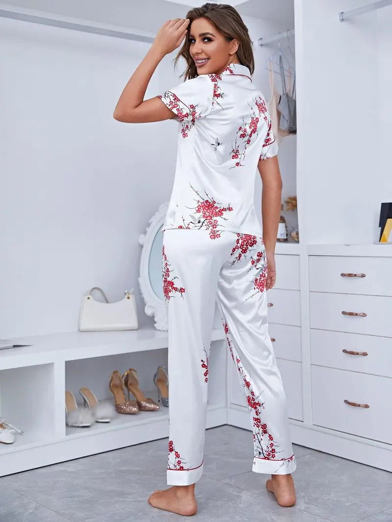 Luxurious Floral Print Night Suit