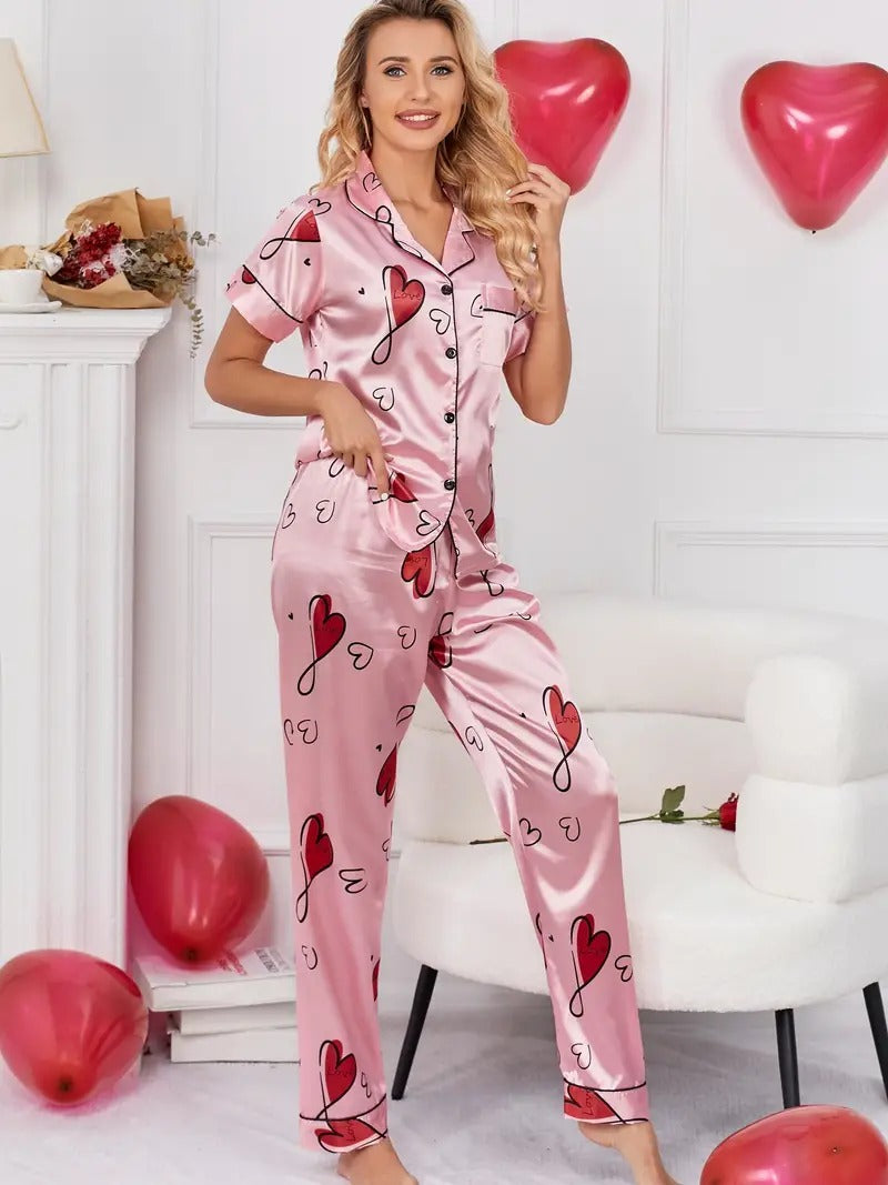 Valentine's Gifts Heart Print Night Suit