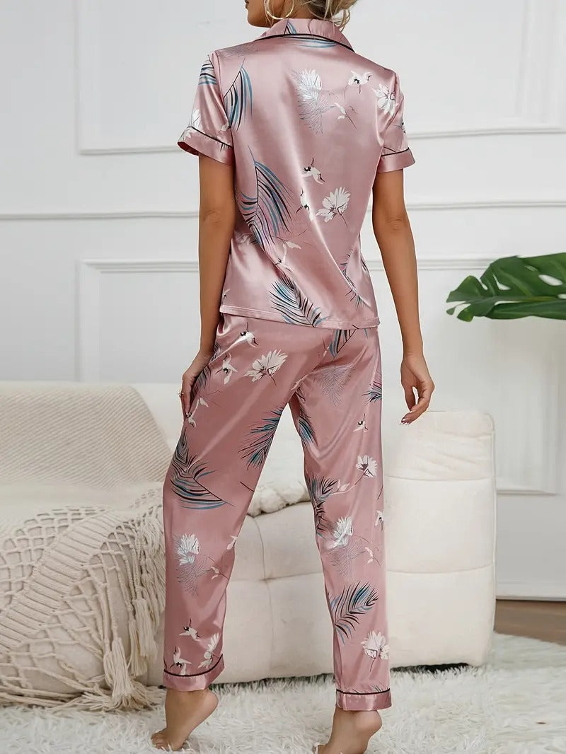 Elegant Floral Print Night Suit