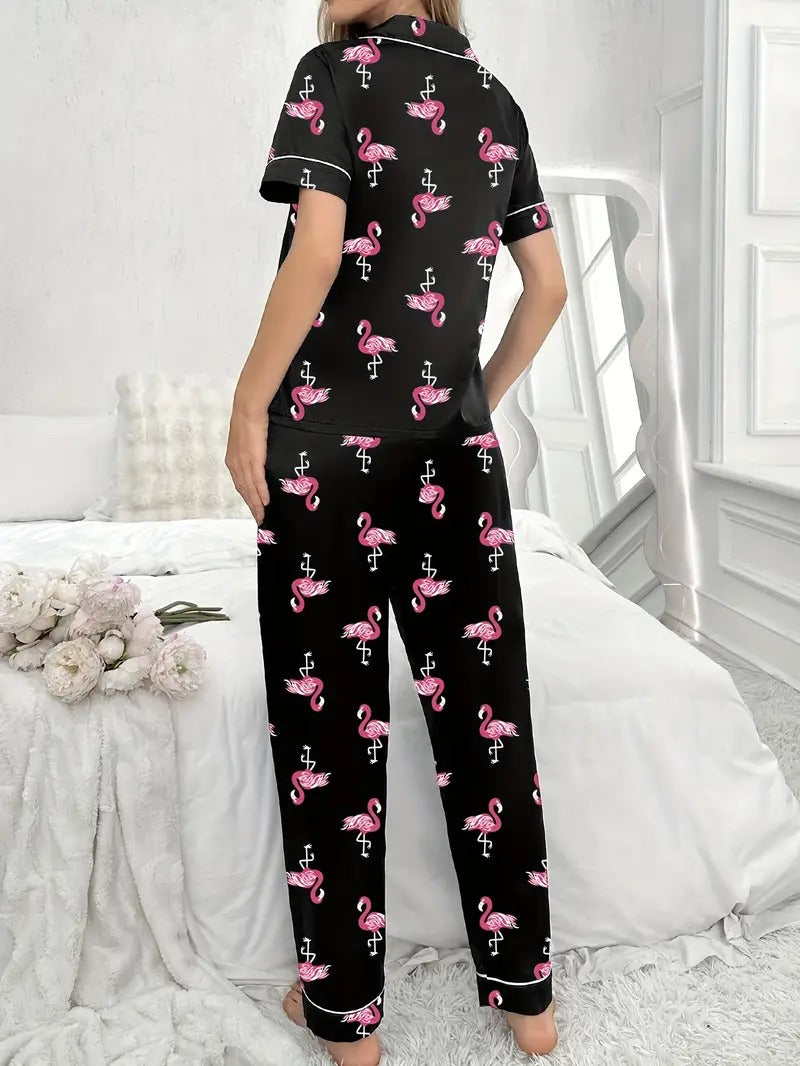 Flamingo Print Night Suit