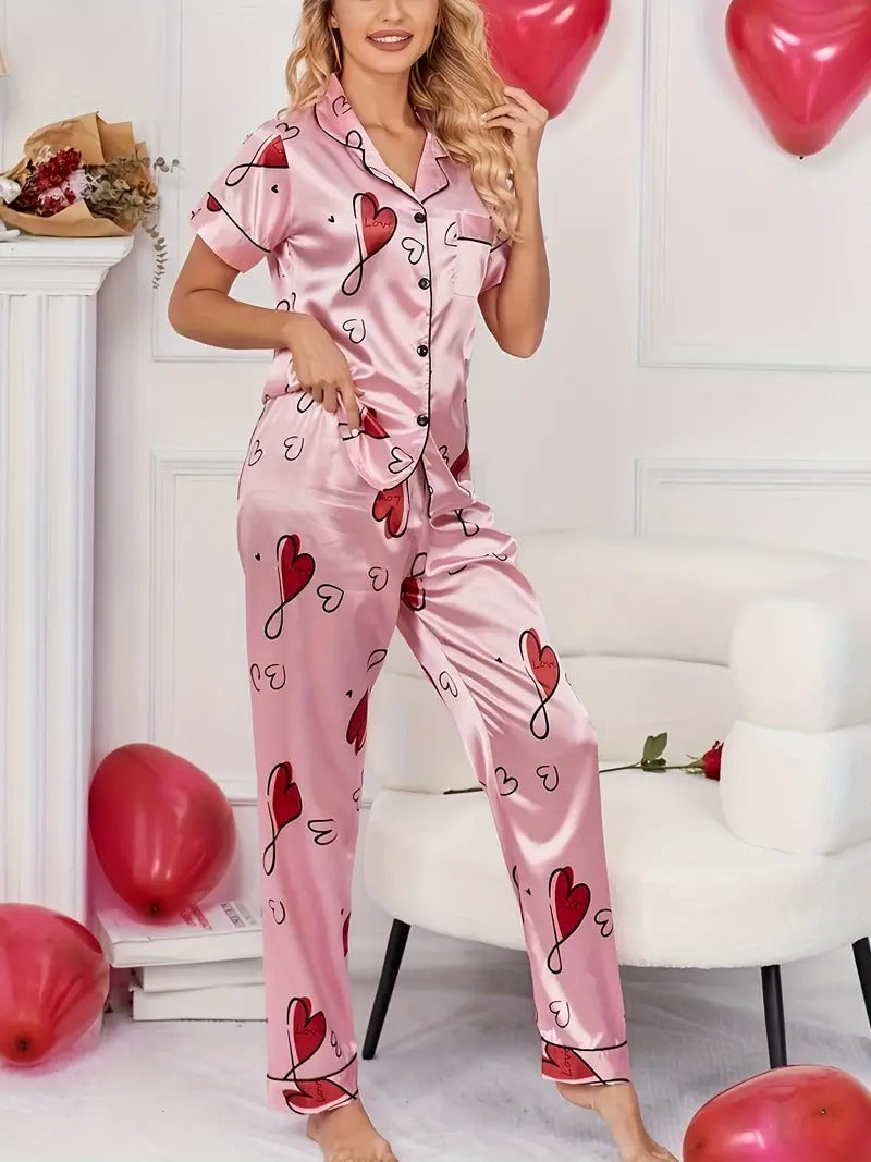 Valentine's Gifts Heart Print Night Suit