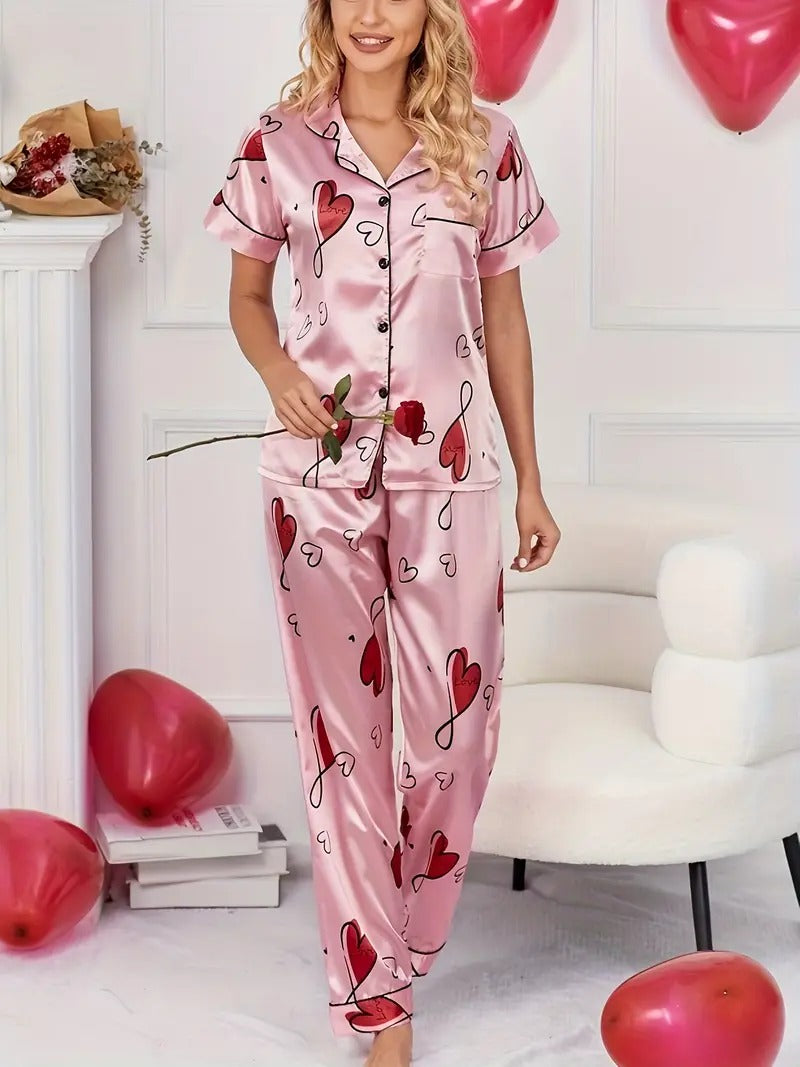 Valentine's Gifts Heart Print Night Suit