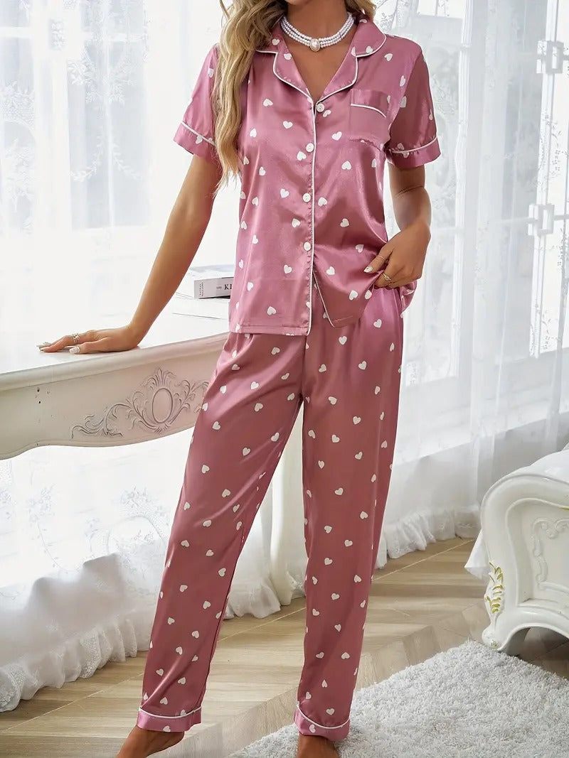 Heart Print Night Suit