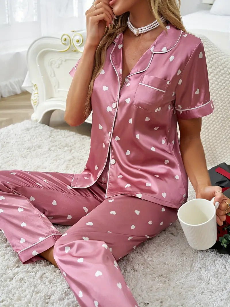 Heart Print Night Suit