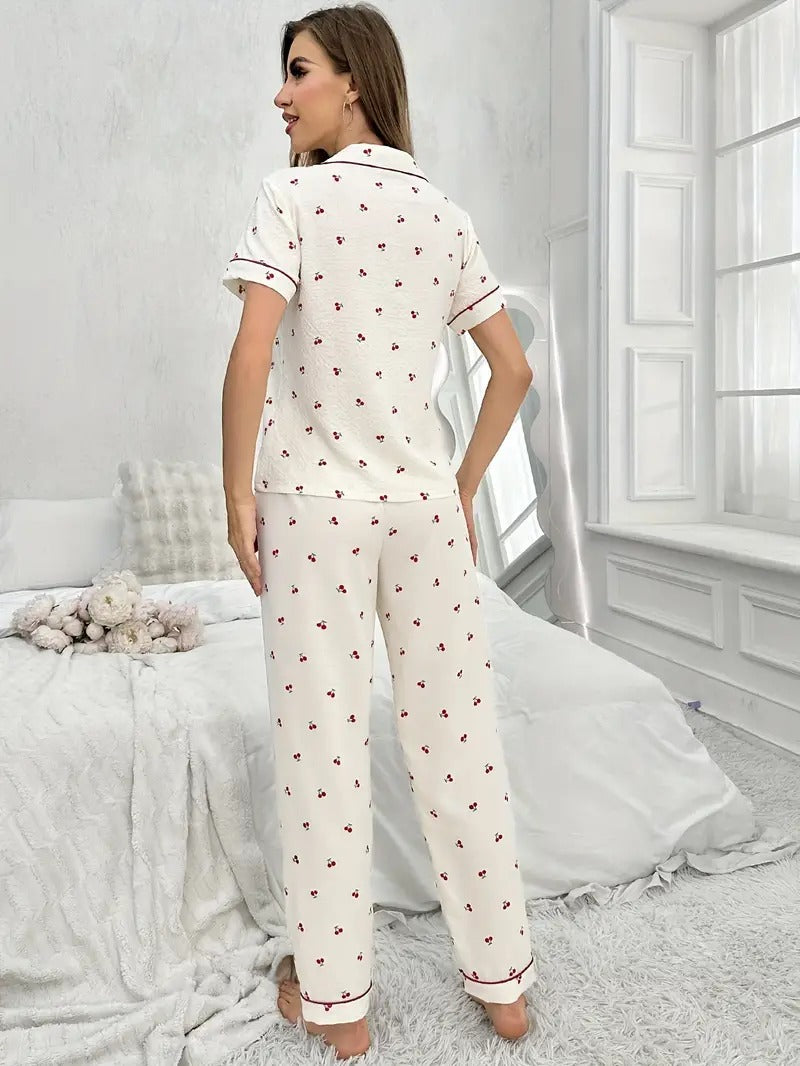 Cherry Print Night Suit